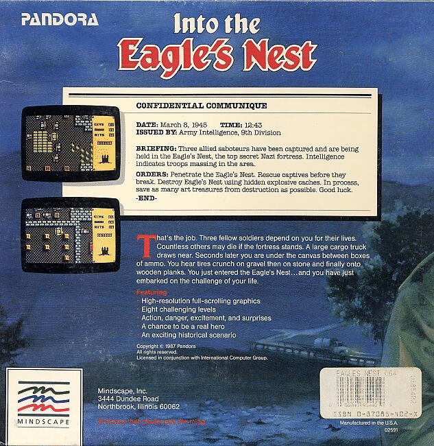 Into The Eagle's Nest box art for Commodore 64